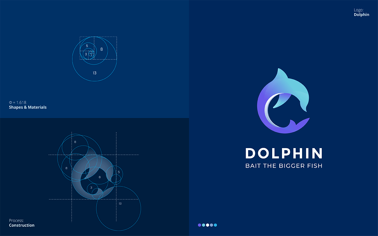 Two logos for dolphin fish, but the bigger fish is a dolphin