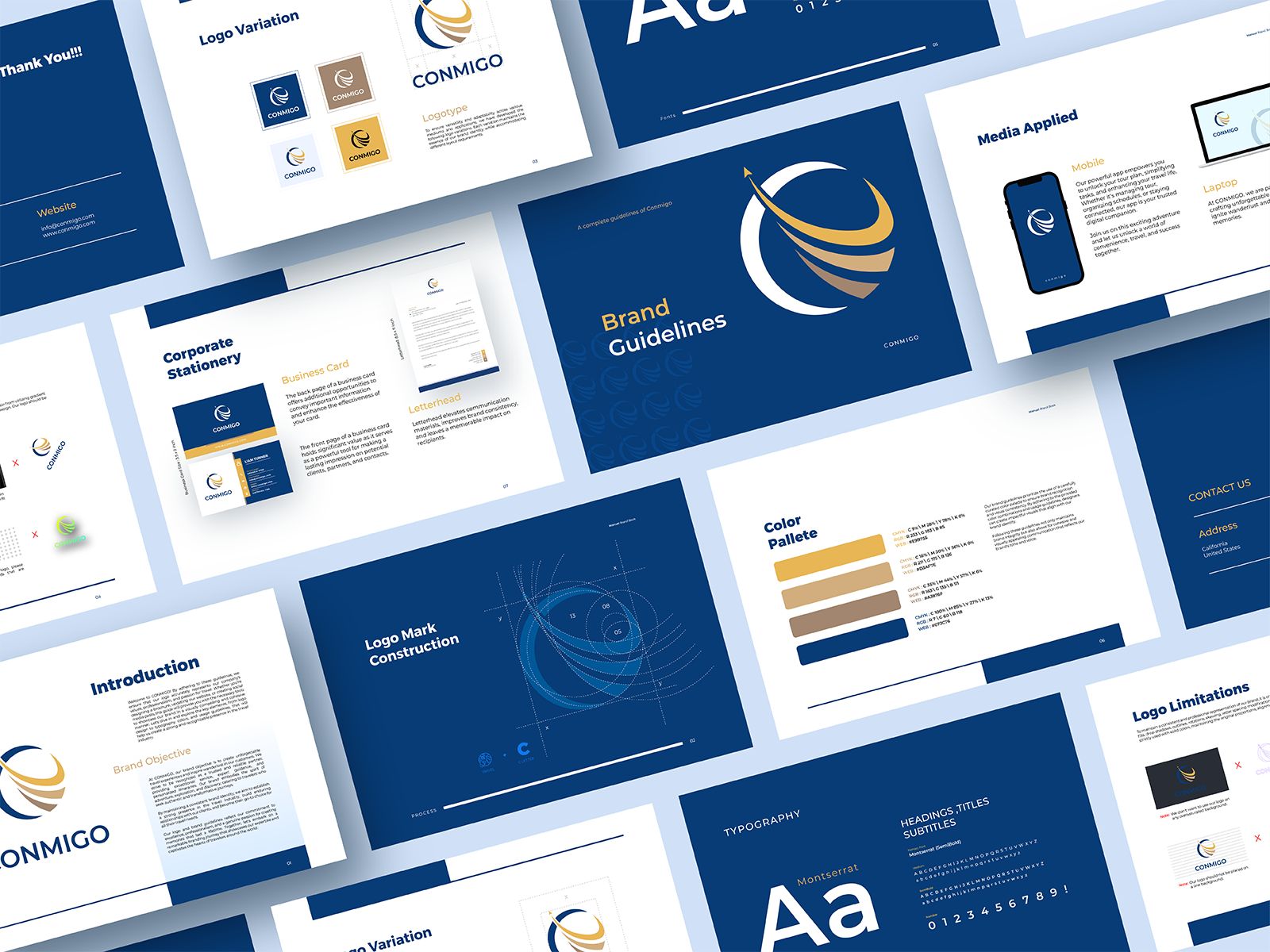 A bunch of blue and yellow visual style guides
