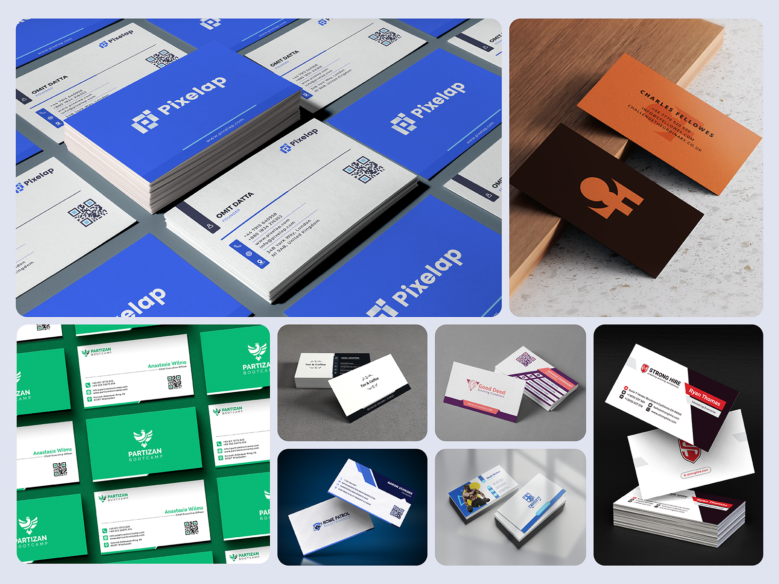 A collage of business cards