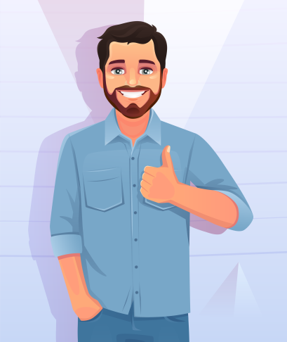 A man with a beard giving a thumbs up